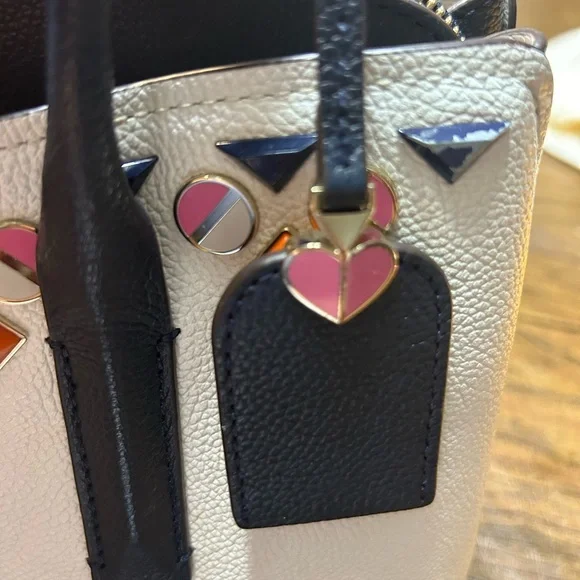 KATE SPADE MARGAUX JEWELED MEDIUM LEATHER PURSE White & Navy satchel/cro… - Picture 12 of 16